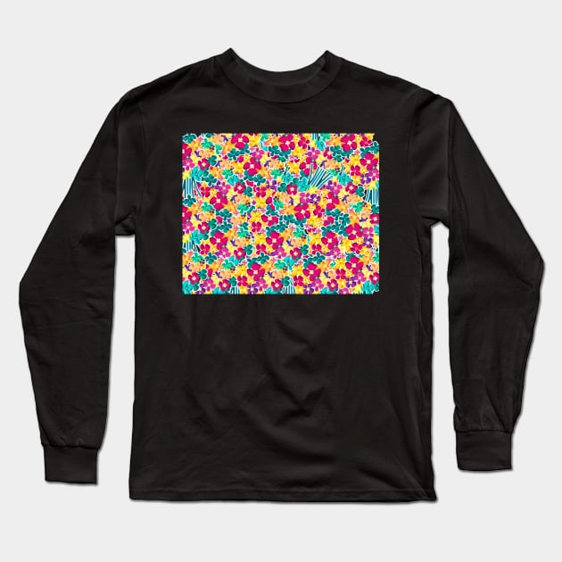 Pattern of vivid folk art flowers Long Sleeve T-Shirt by IngaDesign